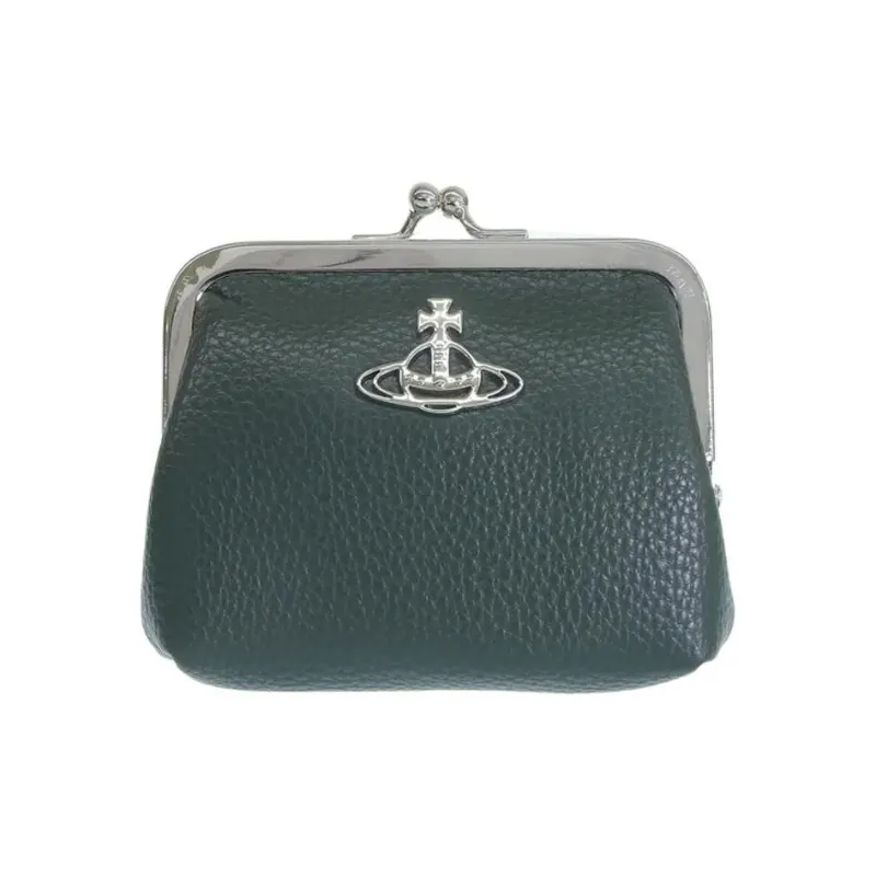 Vivienne Westwood Grain Leather Wallet Coin Purse Women's Green-0