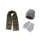 Jasper Fringe Scarf+Gray Knitted Hat+Gray Glove