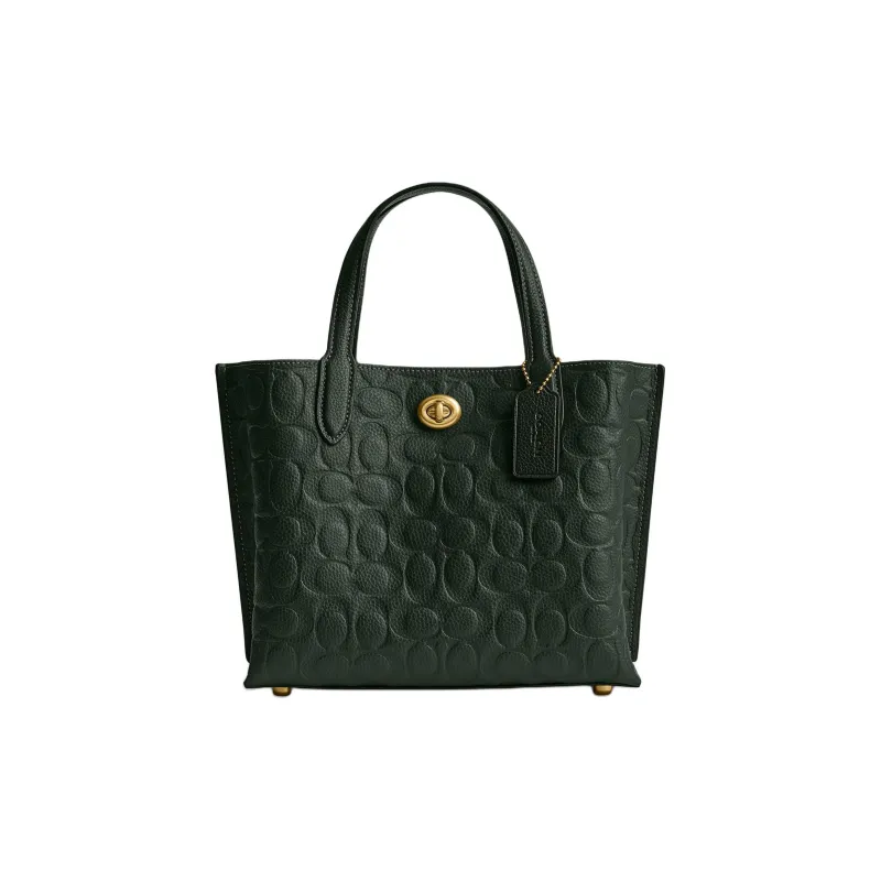COACH Willow Grained Leather Tote Bag Shopping Bag Handbag Medium Size Women's Willow Green-0