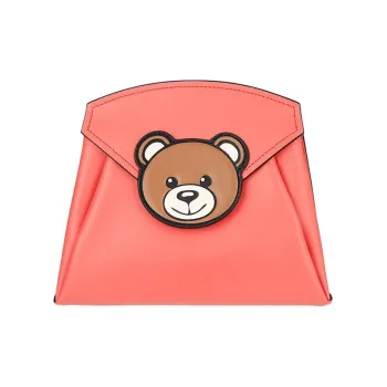 MOSCHINO Leather Clutch Women's Orange Red