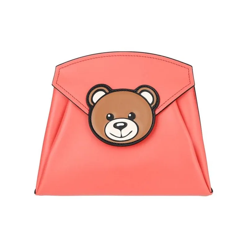 MOSCHINO Leather Clutch Women's Orange Red-0