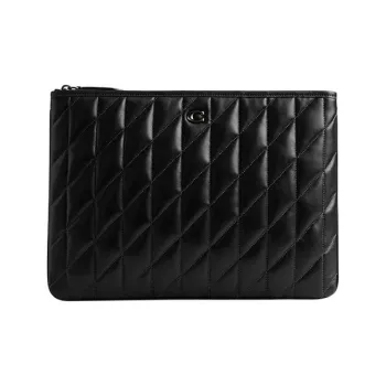 COACH Pillow Sheepskin Clutch Large Size Women's Black