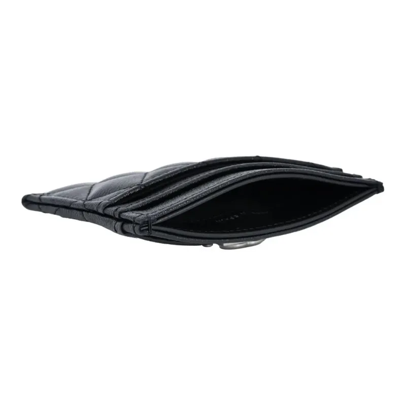 CHANEL Litchi Grain Calfskin Card Holder Women's Black-3