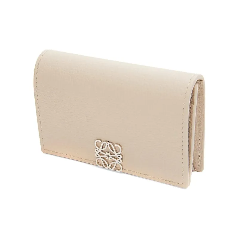 LOEWE Anagram Pebble Texture Cow Leather Business Card Holder Women's Light And Ethereal Gray-1