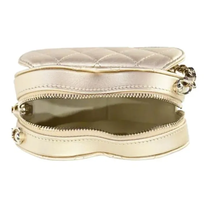 CHANEL Lambskin Shoulder Bag, Crossbody Bag Women's Gold-4
