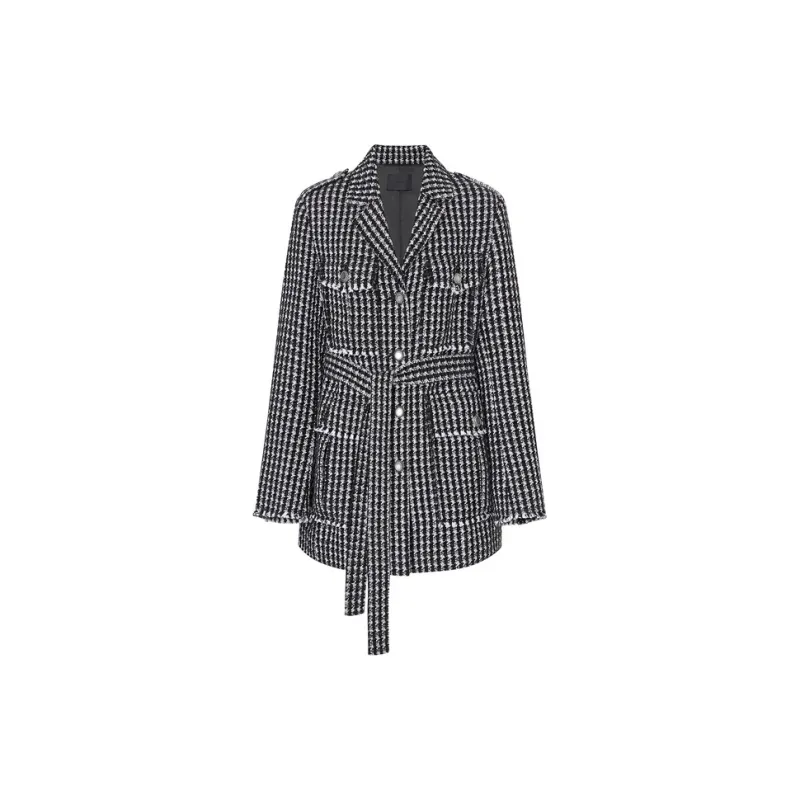 MOCO Coat Women's Black White Plaid-1