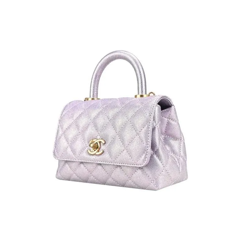 CHANEL Coco Handle Grain Embossed Caviar Calfskin Handbag, Shoulder Bag, Crossbody Bag Mini Women's Pink Purple-1