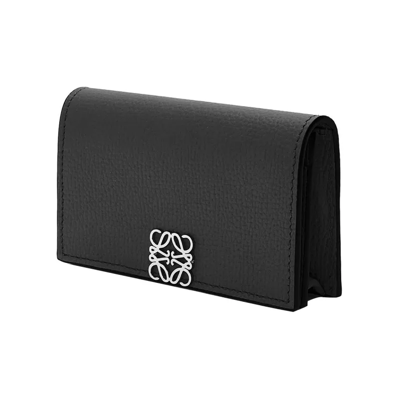 LOEWE Anagram Pebble Texture Cow Leather Business Card Holder Women's Black-1