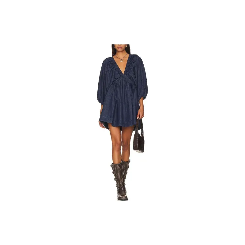 FREE PEOPLE Long-Sleeved Dresses Women's Blue-1
