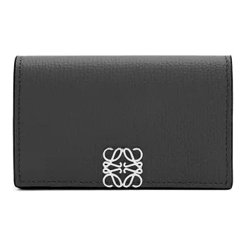 LOEWE Anagram Pebble Texture Cow Leather Business Card Holder Women's Black