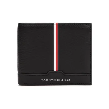 Tommy Hilfiger Cow Leather Wallet Regular Men's Black/White/Red