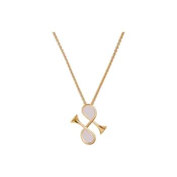 HERMES Cor H Calfskin Metal Gold Plated Necklaces Women's Gold