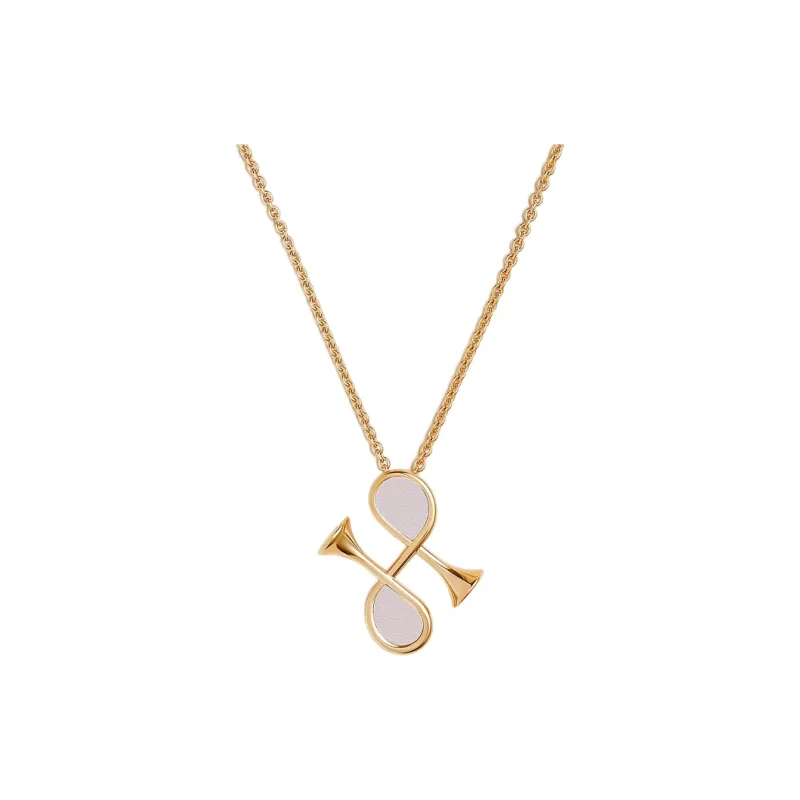 HERMES Cor H Calfskin Metal Gold Plated Necklaces Women's Gold-0