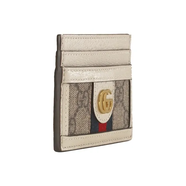 GUCCI Ophidia Canvas With Leather Card Holder With Clip Women's Ebony White-3