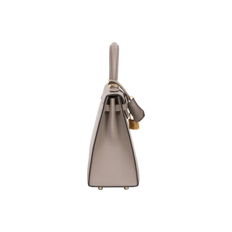 HERMES Kelly Epsom Cow Leather Handbag Women's M8 Gris Asphalte Asphalt Gray-4