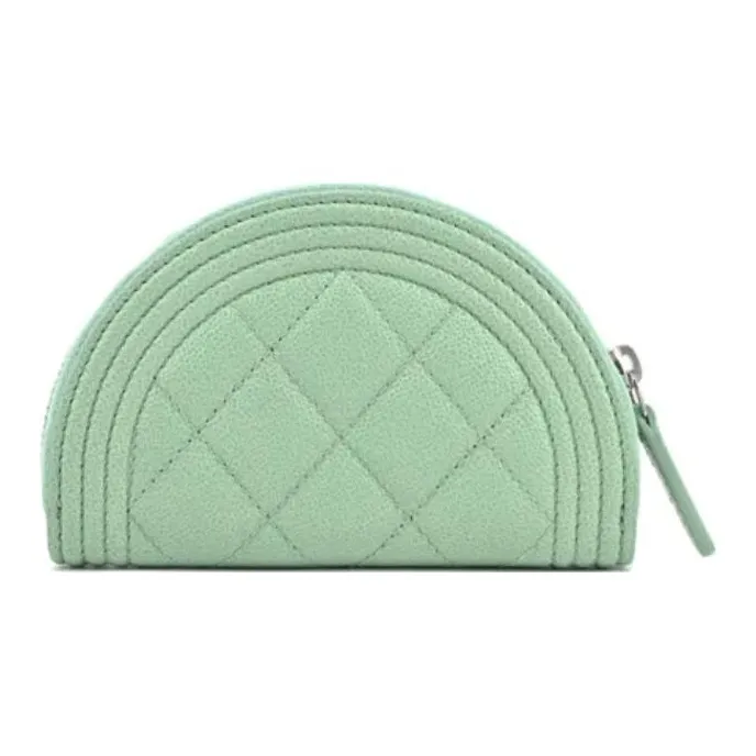 CHANEL Caviar Calfskin Coin Purse Women's Green-2