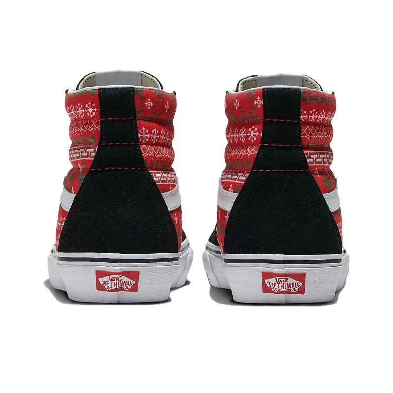 Vans Customize Cushioning Wear-Resistant High-Top Skateboard Shoes Unisex Red-3
