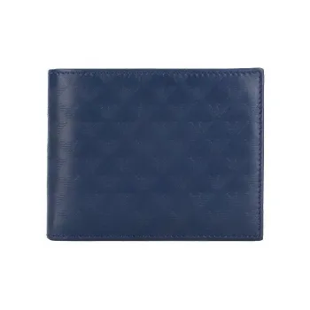 EMPORIO ARMANI Leather Card Holder Wallet Men's Blue