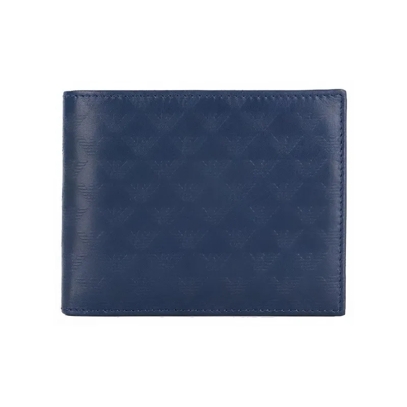 EMPORIO ARMANI Leather Card Holder Wallet Men's Blue-0