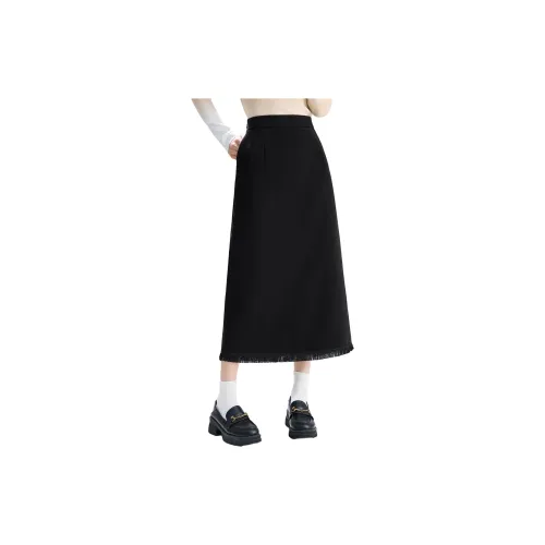 SMEN Casual Long Skirts Women's Black