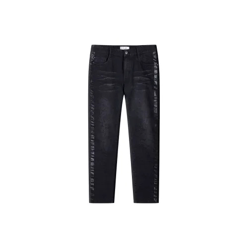 DAVID NAMAN Zodiac Dragon Series Jeans Men Black