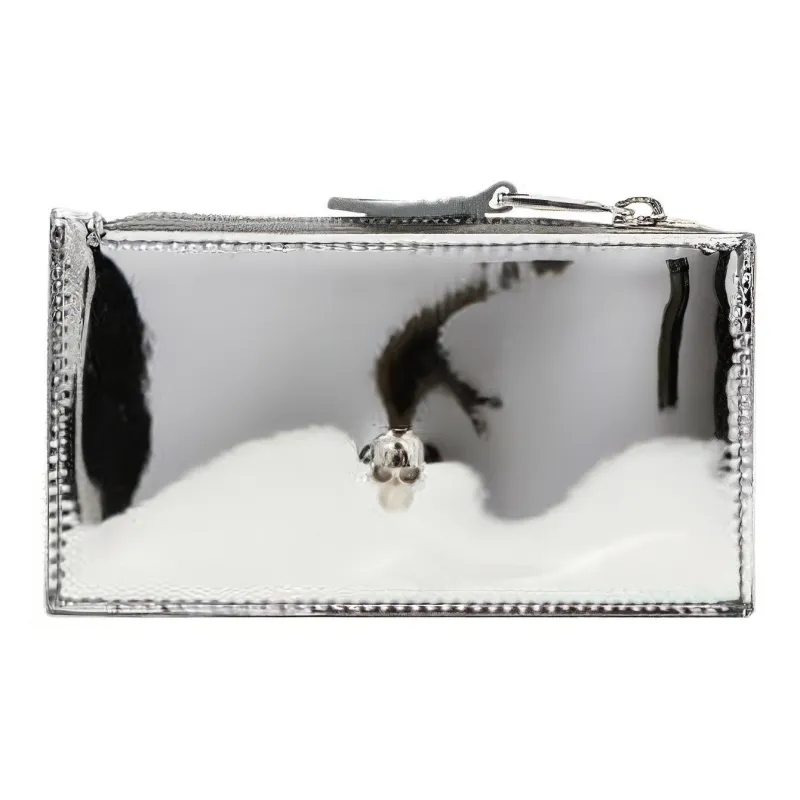 Alexander McQueen Leather Card Holder Women's Silver-0