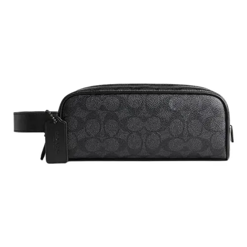 COACH Travel Kit Storage Bags Charcoal Black