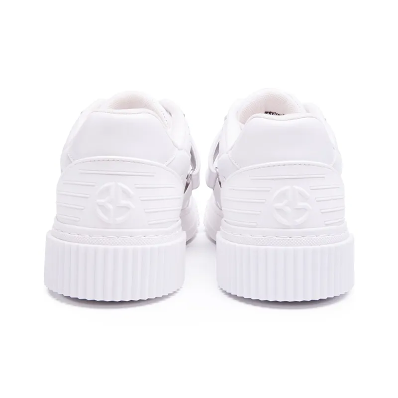 BLOCCO5 Slip Resistant Low Top Skateboard Shoes White-3