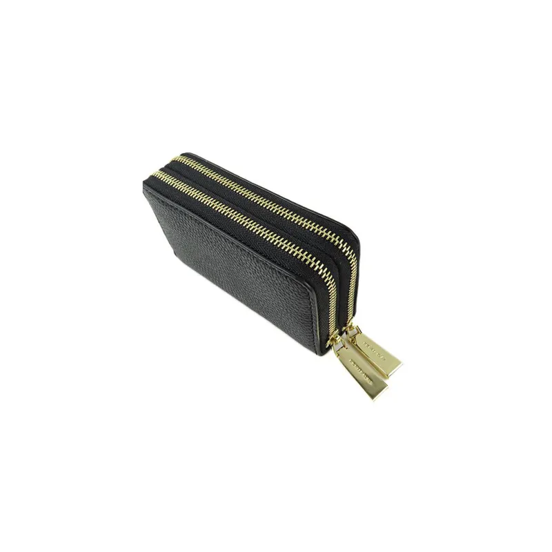 MICHAEL KORS Leather Card Holder, Wallet Women's Black-4