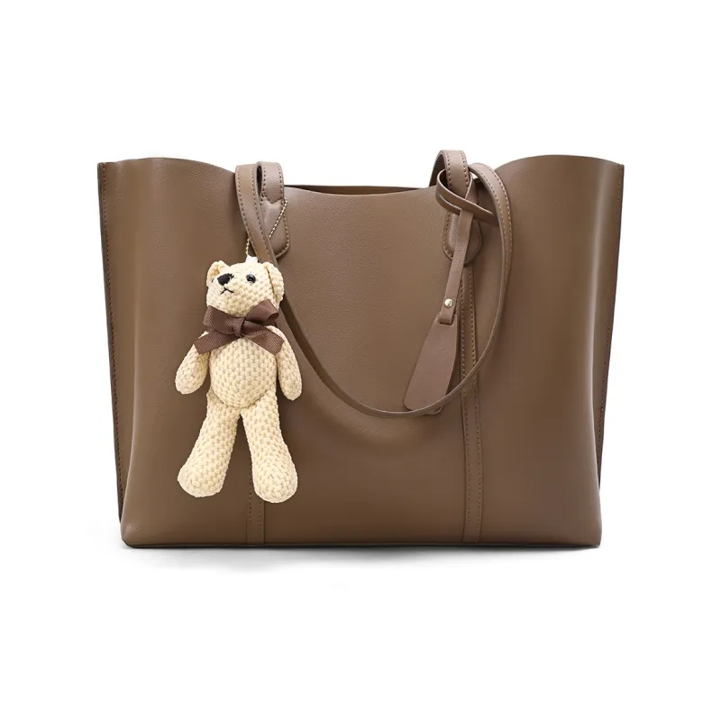 COMELY Cow Leather Patchwork Synthetic Leather Shoulder Bag Tote Regular Women's Blue Apricot Smoke Gray-15