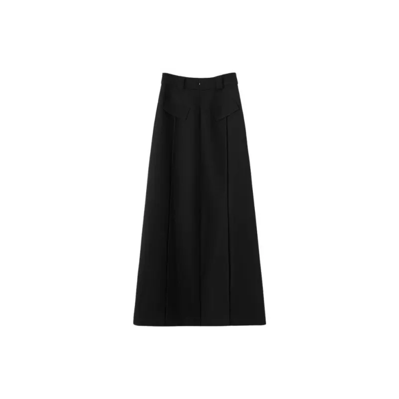 Late White Casual Long Skirts Women's Black-2
