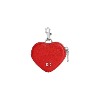 COACH Heart Cow Leather Wallets Coin Purses Women's Sports Red