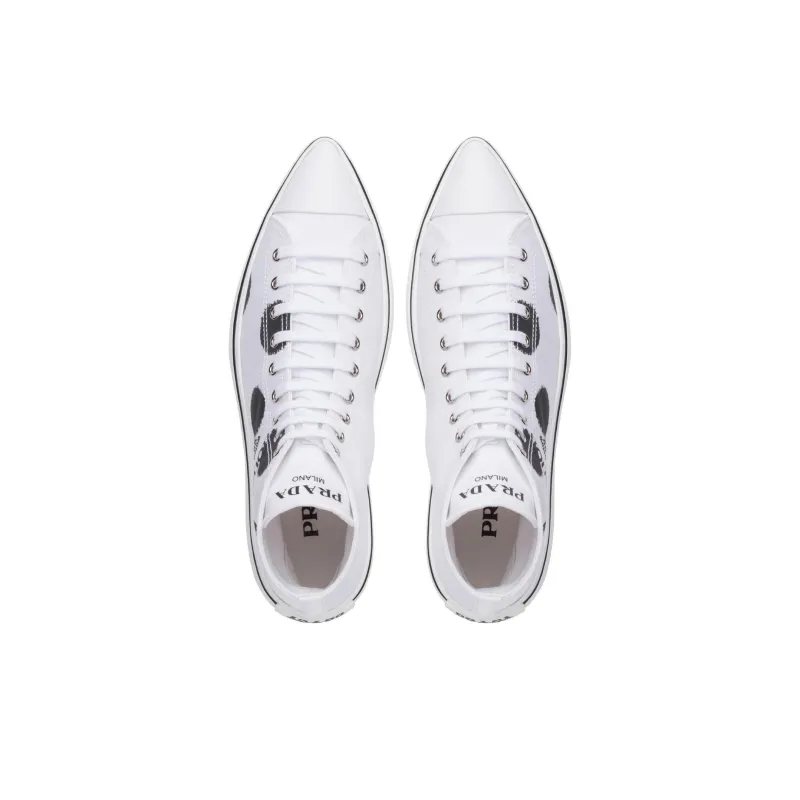 PRADA High Top Stylish Skateboarding Shoes Women's White Black-4