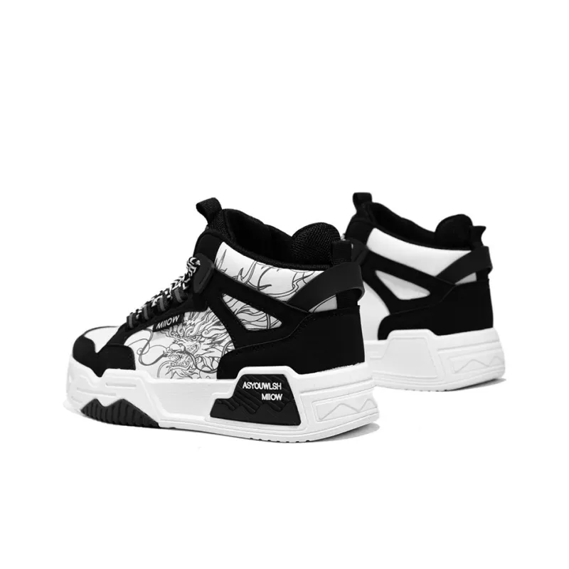 MIIOW Trend Party Series Anti Slip And Wear Resistant Height Increasing High Top Skateboard Shoes Men's-12