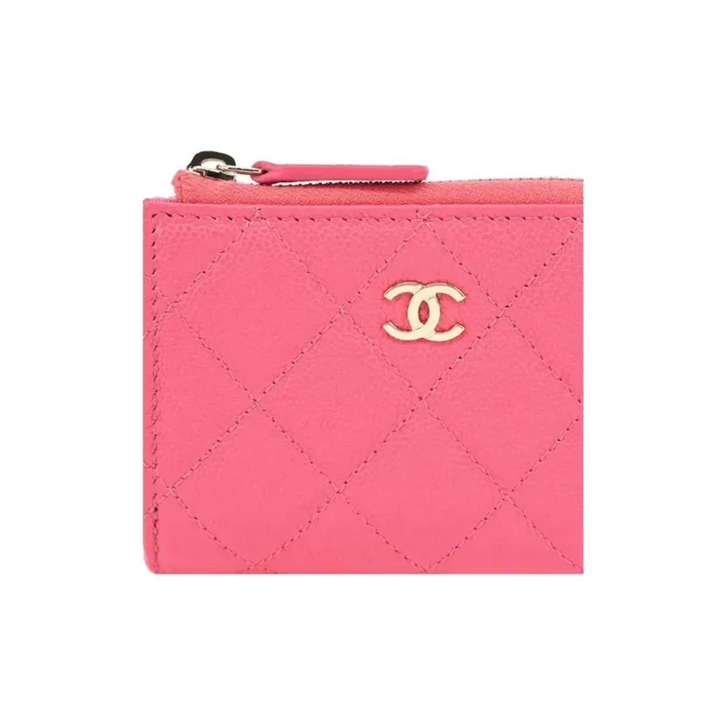 CHANEL Caviar Calfskin Wallet Women's Pink-4