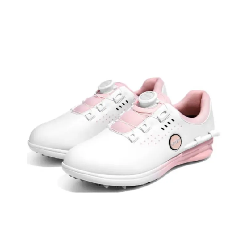 PGM Wear-Resistant Water-Resistant Lightweight Low-Top Golf Shoes Women's White Pink-1