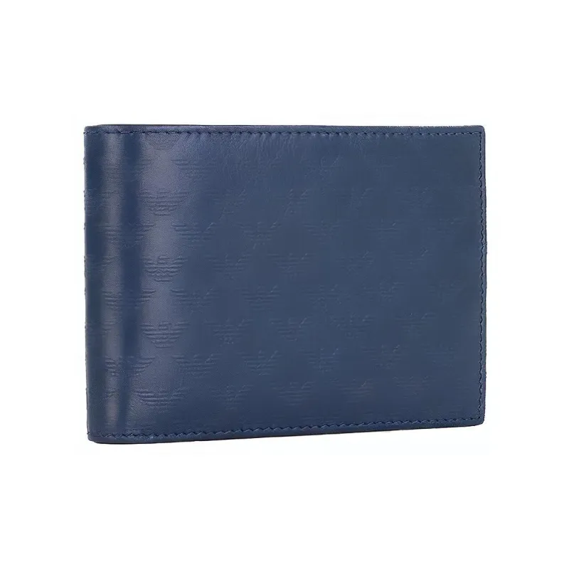 EMPORIO ARMANI Leather Card Holder Wallet Men's Blue-1