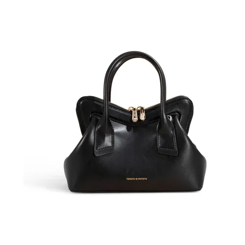 TOMATO&POTATO Cow Leather Handbag Regular Women's Black/Ecru/Apricot