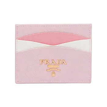 PRADA Saffiano Leather Card Holder Women's Pink