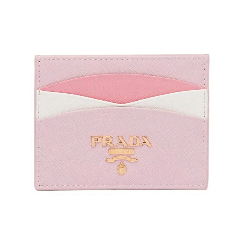 PRADA Saffiano Leather Card Holder Women's Pink-0
