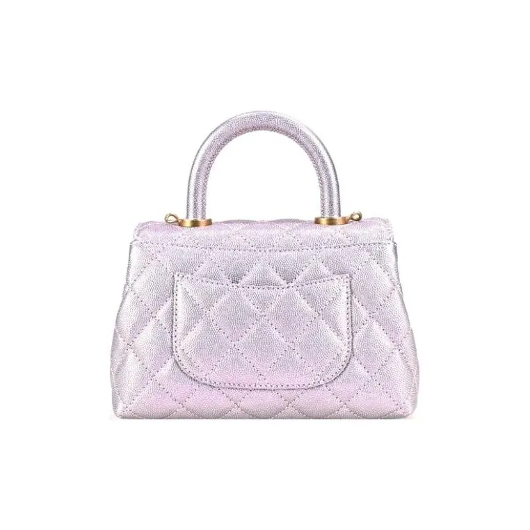 CHANEL Coco Handle Grain Embossed Caviar Calfskin Handbag, Shoulder Bag, Crossbody Bag Mini Women's Pink Purple-2