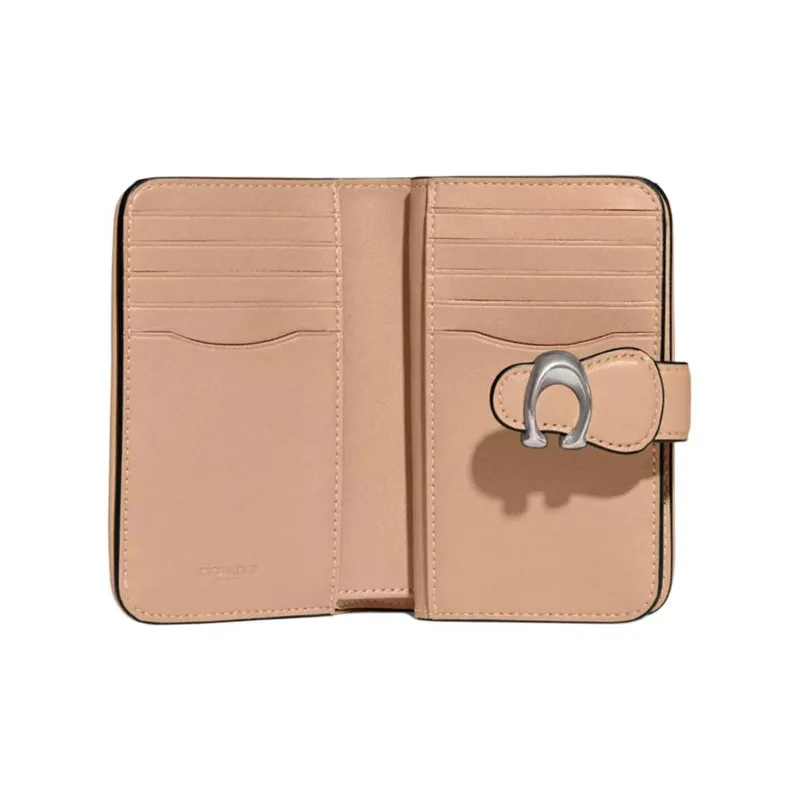 COACH Smooth Leather Card Holder, Wallet Medium Size Women's Camel-1
