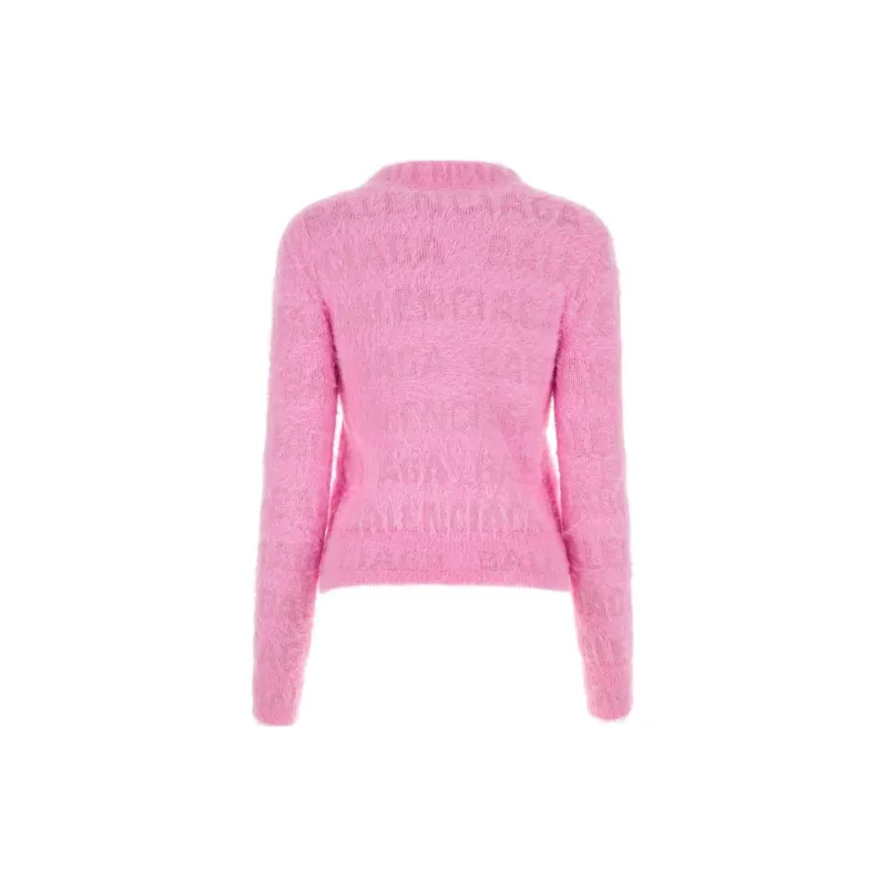Balenciaga Allover Logo Furry Fitted Sweater-1