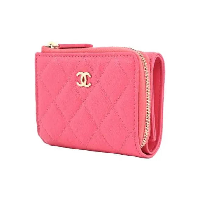 CHANEL Caviar Calfskin Wallet Women's Pink-1