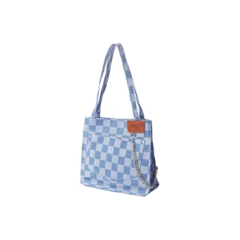 KILLWINNER Denim Tote Bag Shopping Bag Chain Bag Shoulder Bag Unisex Light Blue