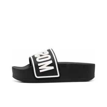 MOSCHINO Rubber Sole Quick Dry Slide Slippers Women's Black