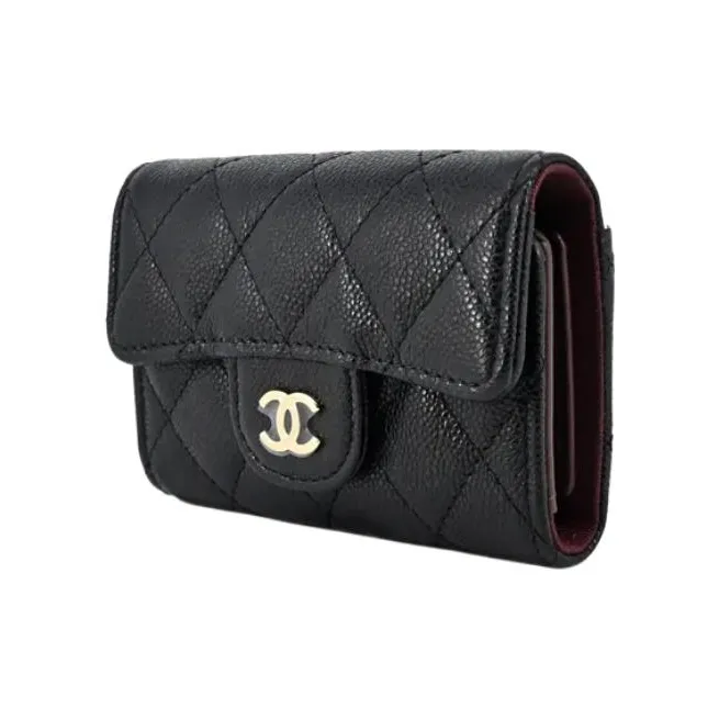 CHANEL Calfskin Coin Purses Key Pouches Women's Black-1