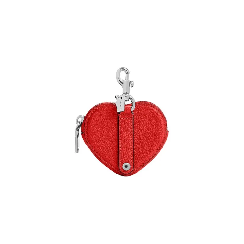 COACH Heart Cow Leather Wallet Coin Purse Women's Sports Red-1