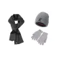 Knit Scarf+Gray Knitted Hat+Gray Glove