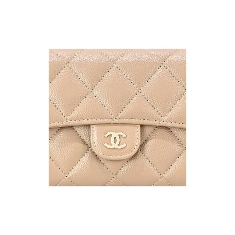 CHANEL Grain Caviar Calfskin Wallet Women's Dark Pink-4